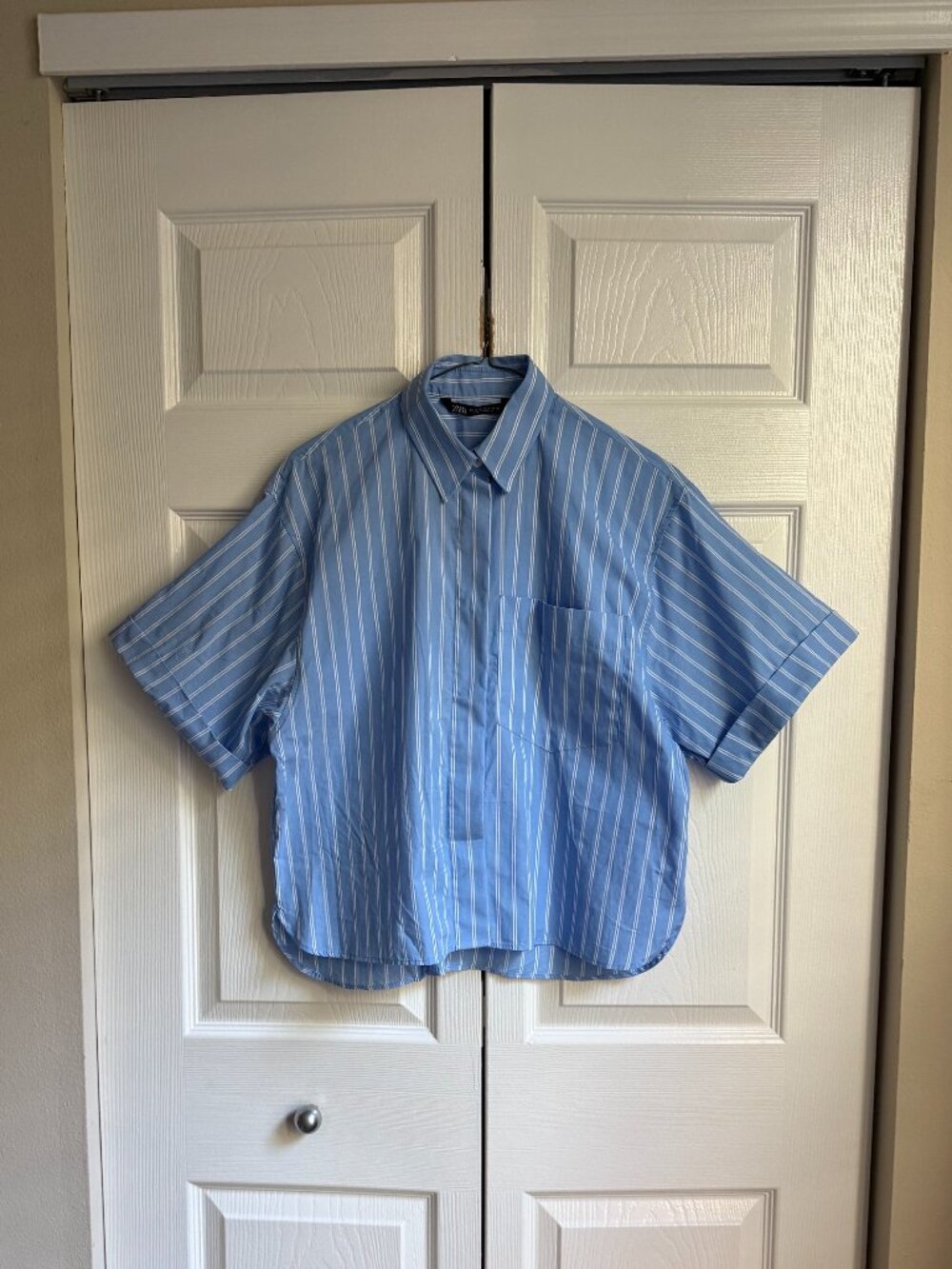 Blue striped boxy shirt